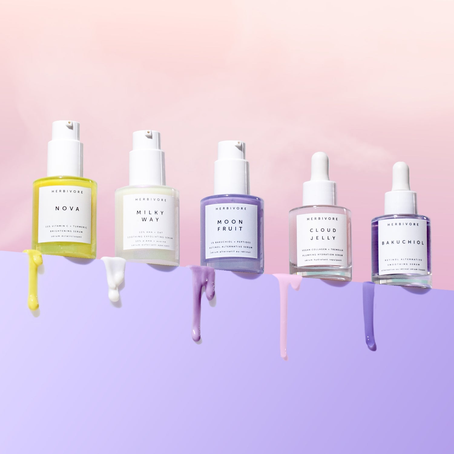 Nova, Milky Way, Moon Fruit, Cloud Jelly & Bakuchiol Serums