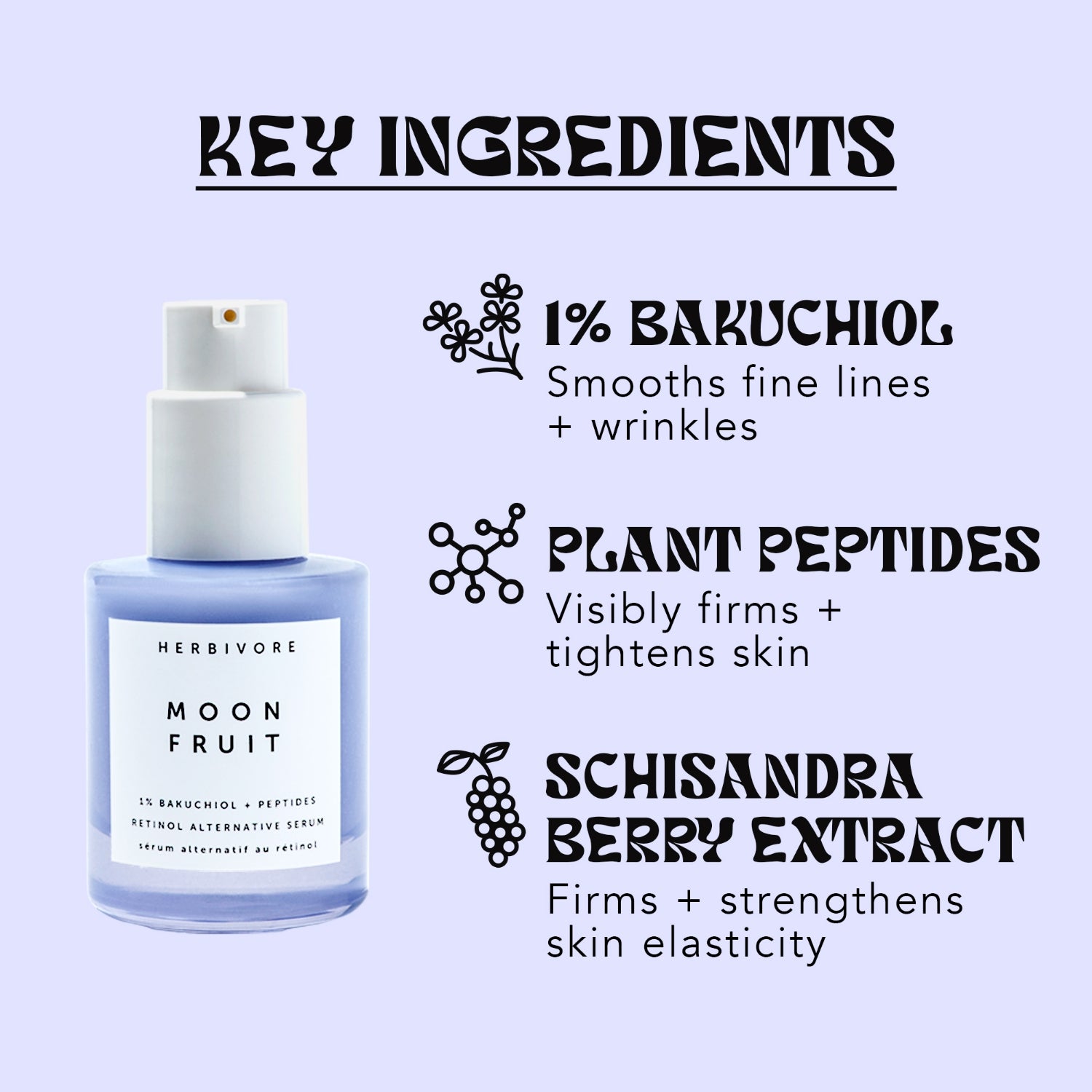 MOON FRUIT 1% Bakuchiol + Peptides Retinol Alternative Serum