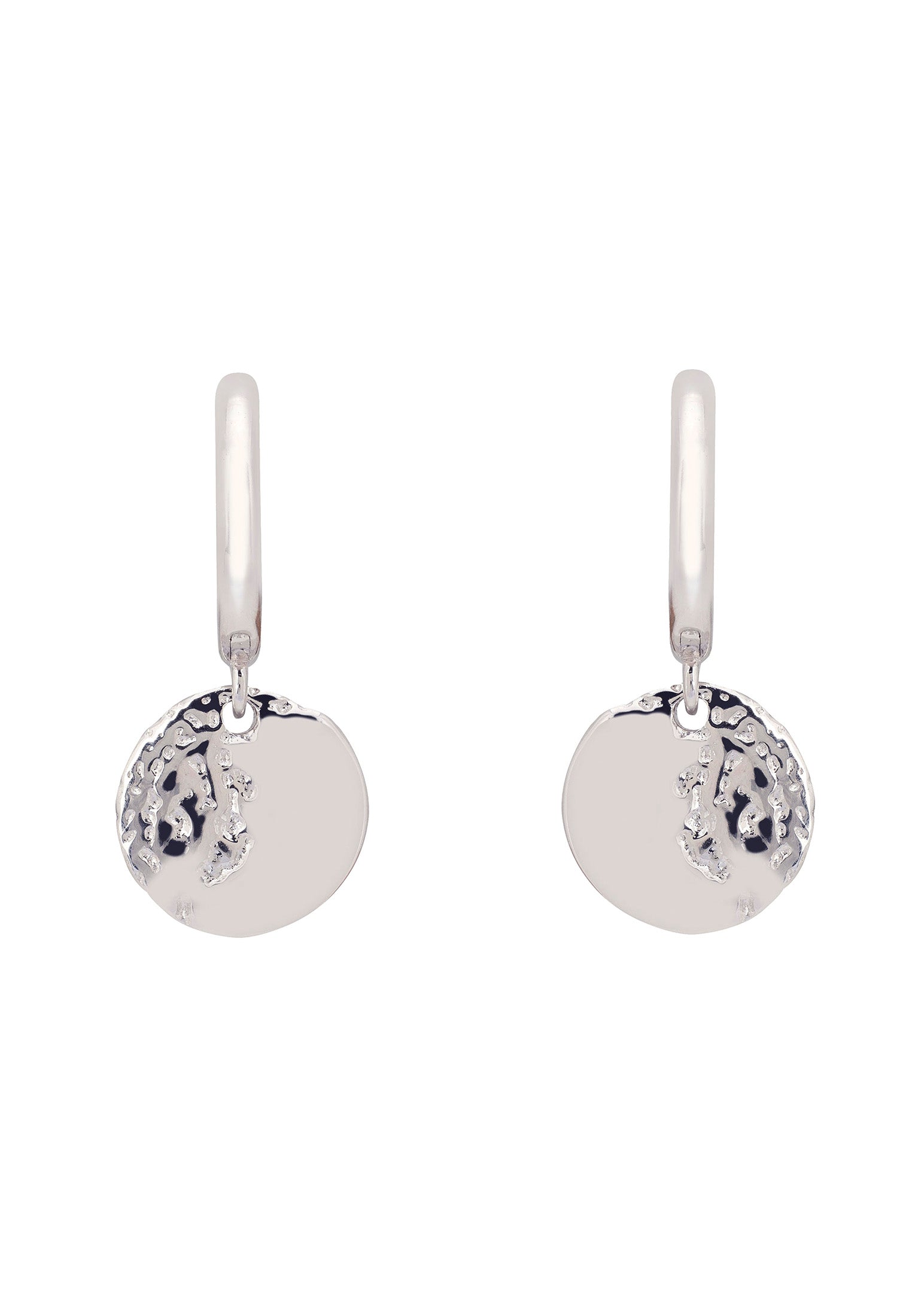 Lunar Moon Huggie Hoop Earrings Silver