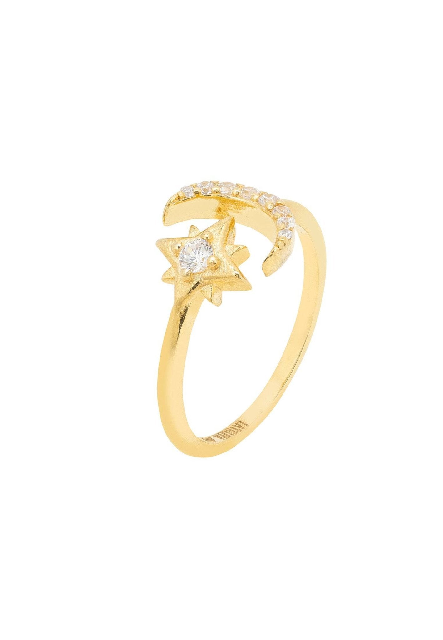 Astrid Moon & Star Ring Gold - LATELITA Rings