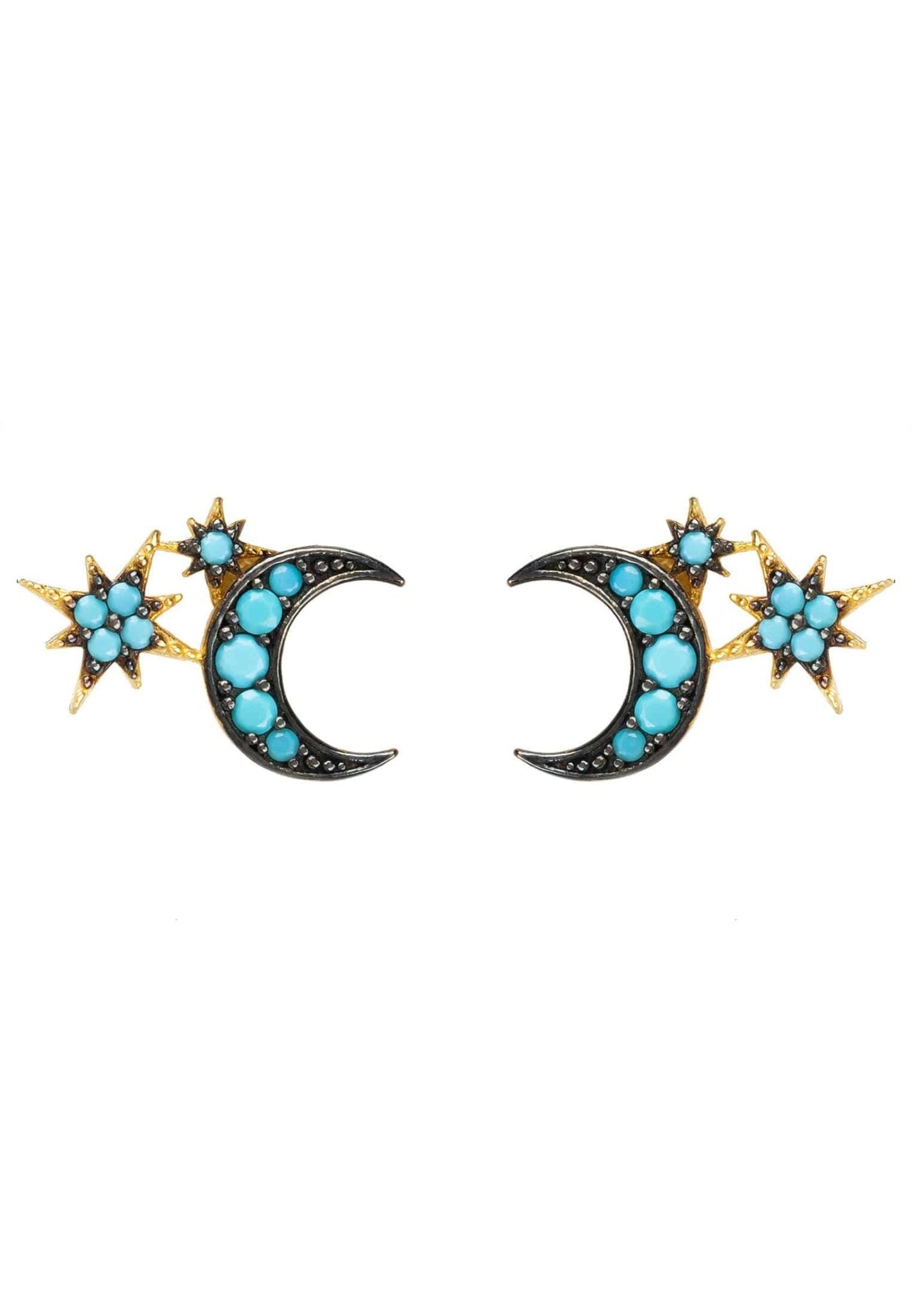 Moon And Starburst Mini Earrings Turquoise - LATELITA Earrings